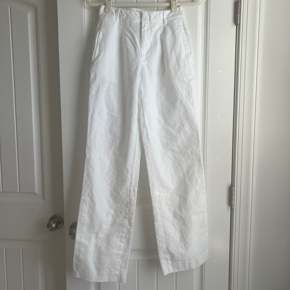 J. Crew White Linen Trousers